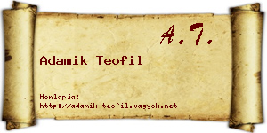 Adamik Teofil névjegykártya